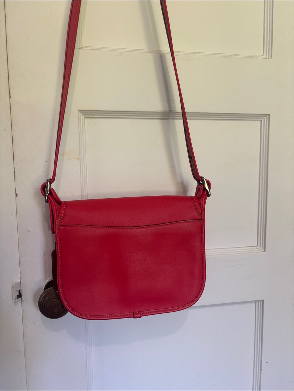 CoachxDisney | Red Leather Crossbody Bag with Embroidered Mickey - Picture 7 of 8